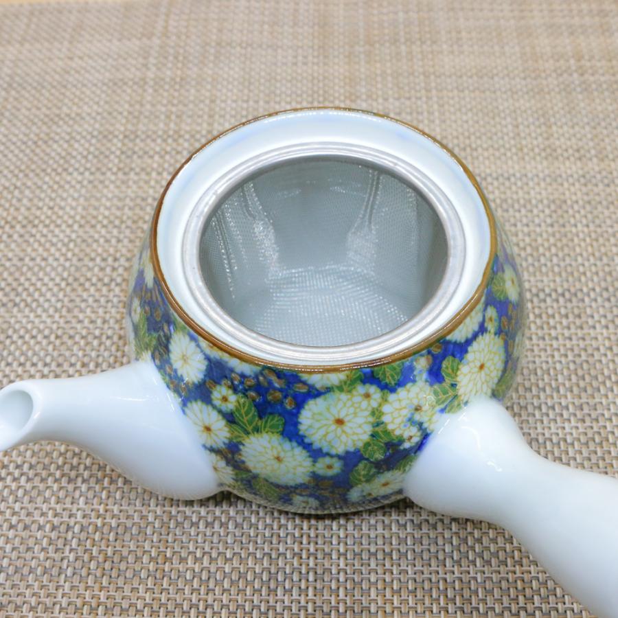急須 有田焼 菊の小路青急須 花柄 菊｜和食器 陶器 三階菱 : 有田焼