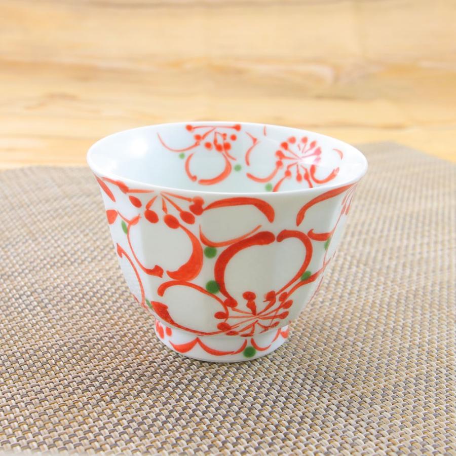 湯呑(湯飲み茶碗) 有田焼 波佐見焼 仙茶 大輪花面取仙茶(赤 湯呑(湯飲み茶碗) 有田焼 波佐見焼 仙茶 大輪花面取仙茶(赤