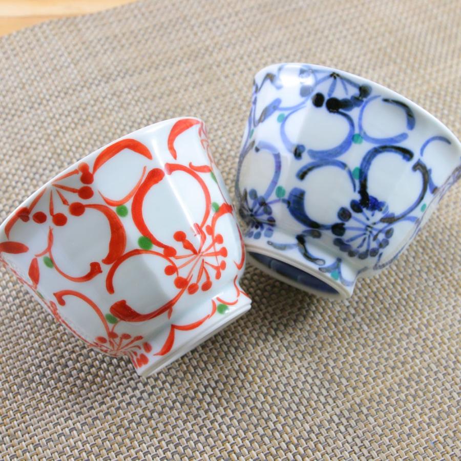 湯呑(湯飲み茶碗) 有田焼 波佐見焼 仙茶 大輪花面取仙茶(赤 湯呑(湯飲み茶碗) 有田焼 波佐見焼 仙茶 大輪花面取仙茶(赤