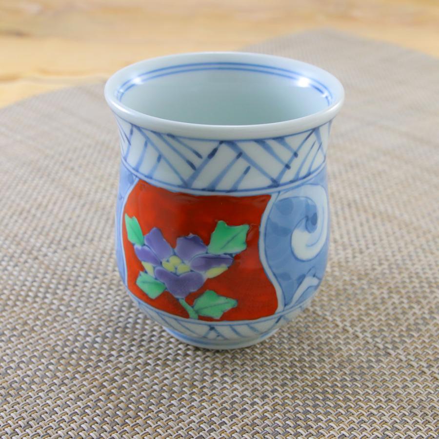 湯呑（湯飲み茶碗） 有田焼 伊万里焼 割牡丹湯呑（赤/緑） 夫婦湯呑