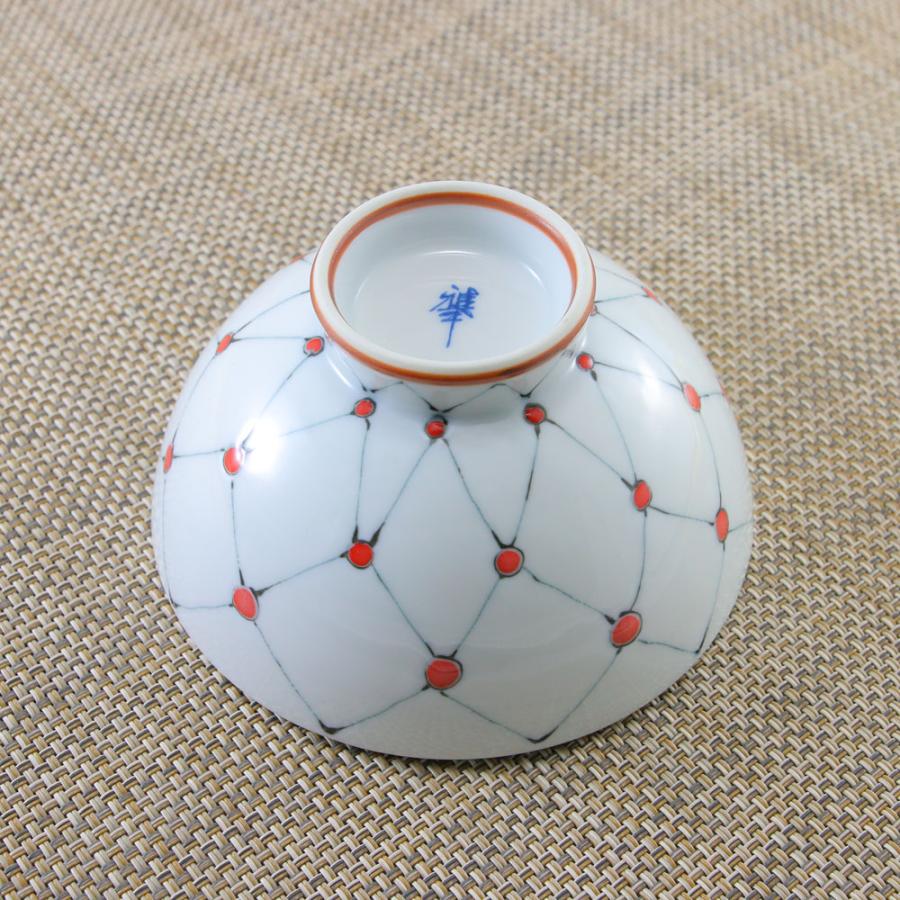 茶碗 有田焼 波佐見焼 網点紋茶碗（小・赤/大・緑） 網模様 ドット 網