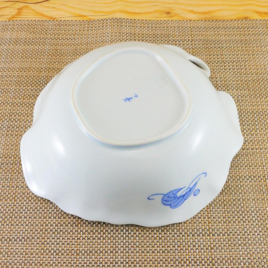 鉢 有田焼 変形鉢 染付ぶどう葉型鉢 大鉢 持ち手あり｜和食器 陶器 三