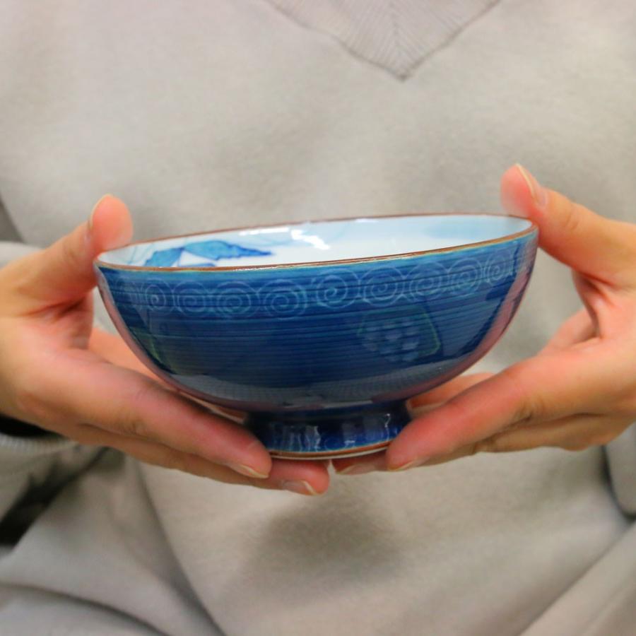 茶碗 有田焼 波佐見焼 あざみ茶碗（大） 青 ブルー 花柄 おしゃれ｜和