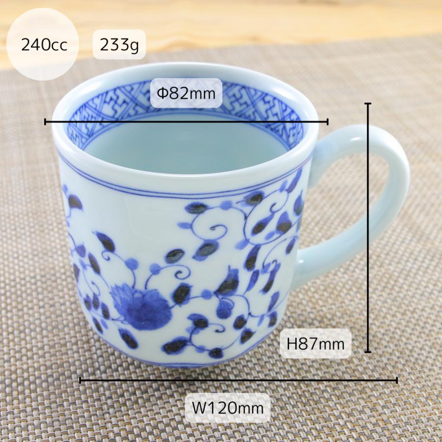 マグカップ 美濃焼 藍凛唐草八角マグ 染付｜和食器 陶器 三階菱