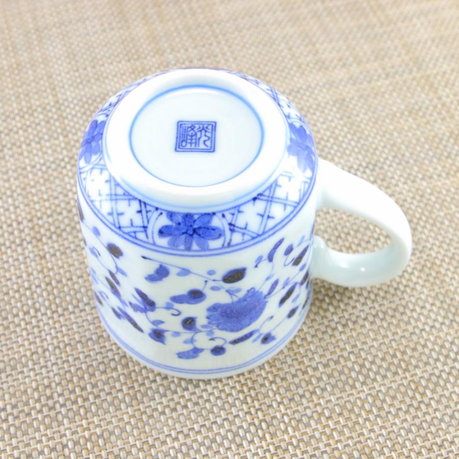 マグカップ 美濃焼 藍凛唐草八角マグ 染付｜和食器 陶器 三階菱