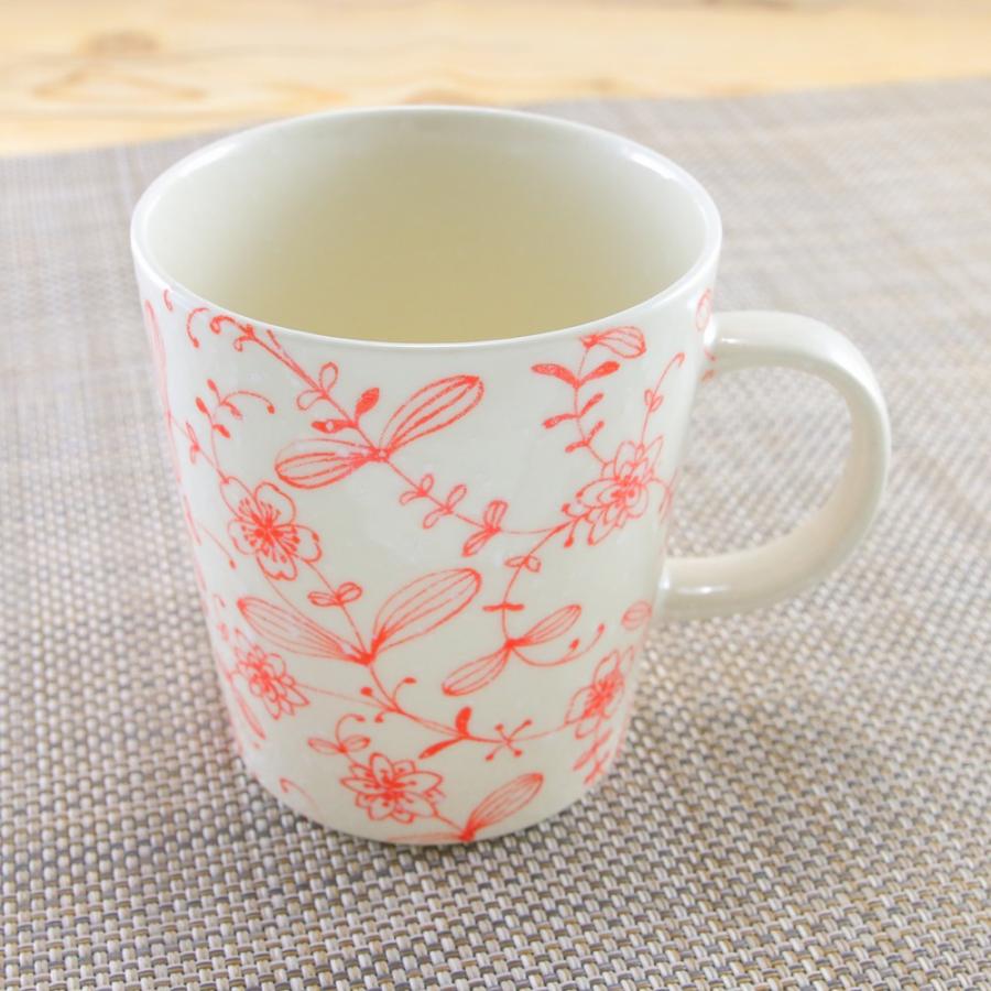 マグカップ 美濃焼 ペンフラワーマグ（赤/青） 軽量 花柄 シンプル