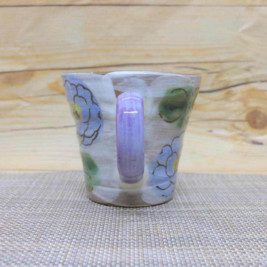 マグカップ 美濃焼 彩り花紋マグ（青） 小さめサイズ 色違いペアあり