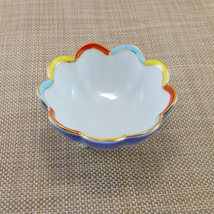 菊型　三つ足　小鉢10個 小鉢 有田焼 オリジナル 渕三色三ッ足小鉢 小付 菊割 足付き 花形