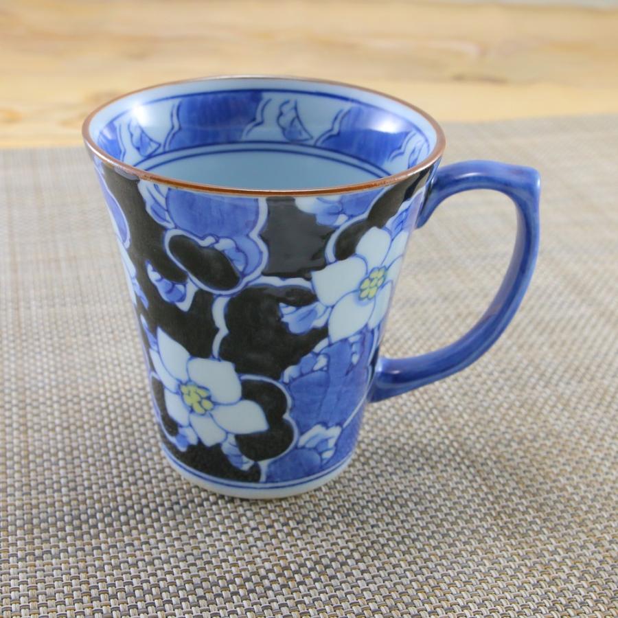 マグカップ 有田焼 伊万里焼 唐花マグ（黒） 色違いあり 花柄 鮮やか