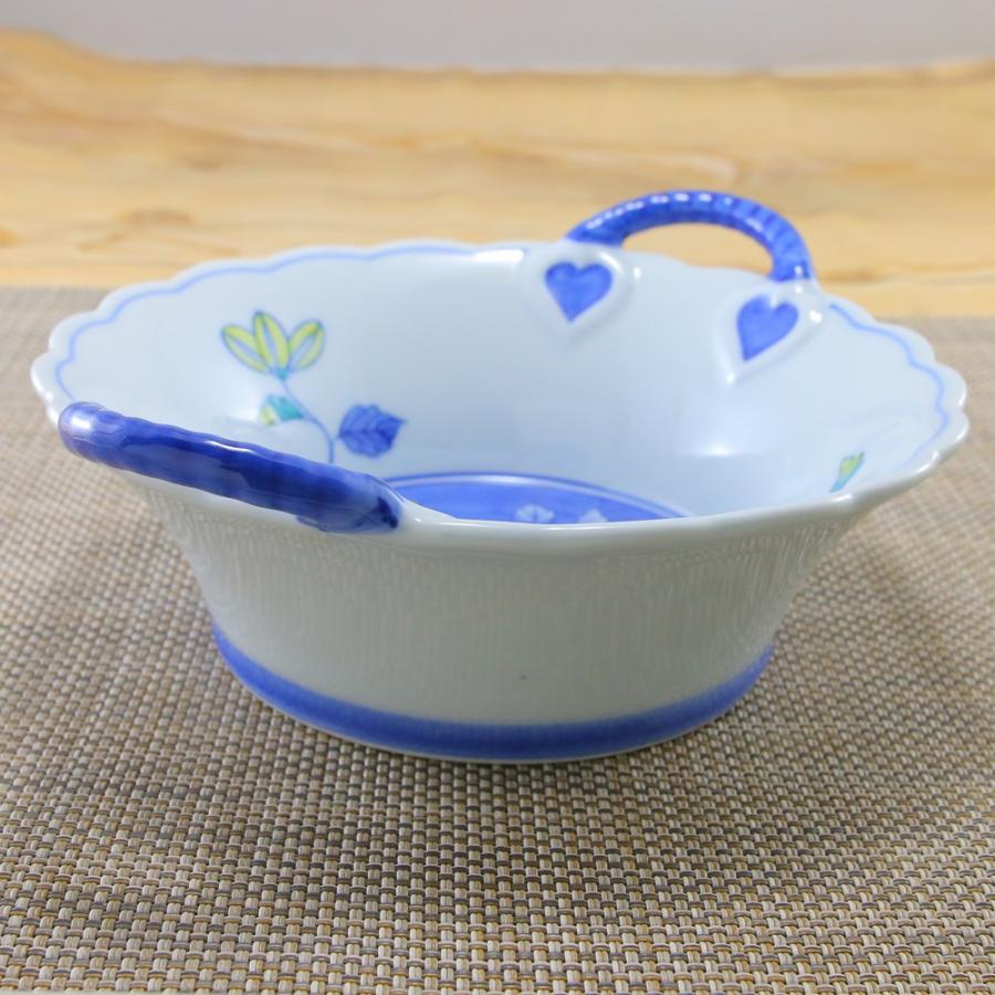 鉢 有田焼 崋山窯 変形鉢 鉄仙花バスケット（小）鉄線 大鉢 取っ手付き