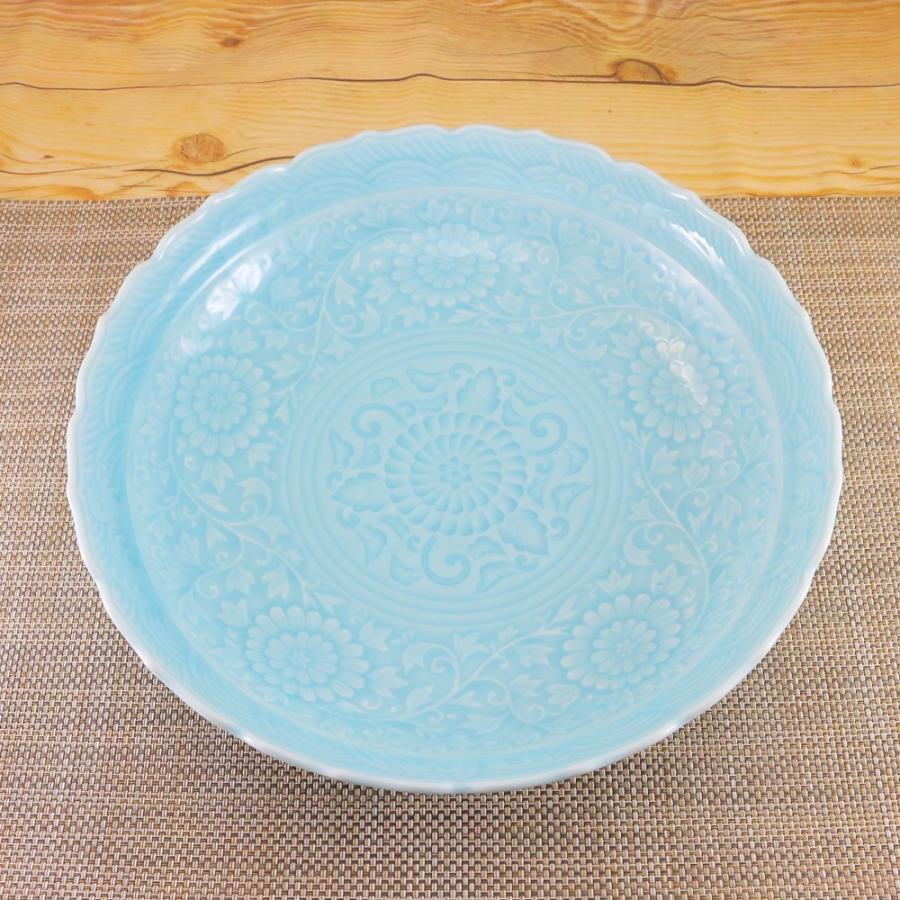 鉢 有田焼 崋山窯 盛鉢 青磁唐草彫大鉢（小・Φ24cm）盛り皿｜和食器