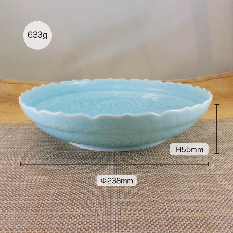 鉢 有田焼 崋山窯 盛鉢 青磁唐草彫大鉢（小・Φ24cm）盛り皿｜和食器