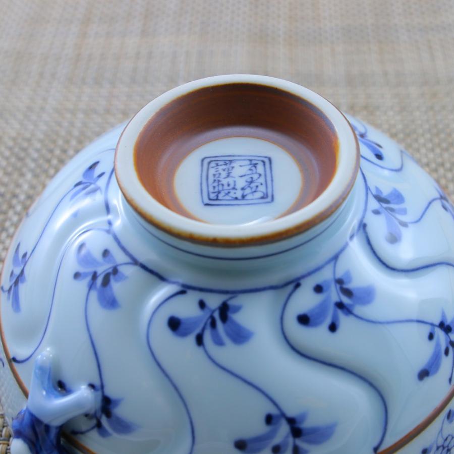 茶碗 有田焼 波佐見焼 割草花一閑人茶碗（大・青） 一閑人 唐子 小人