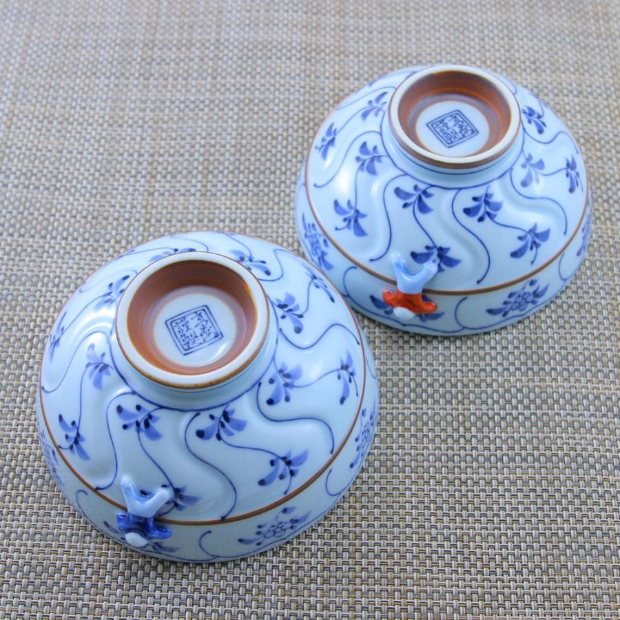 茶碗 有田焼 波佐見焼 割草花一閑人茶碗（大・青） 一閑人 唐子 小人