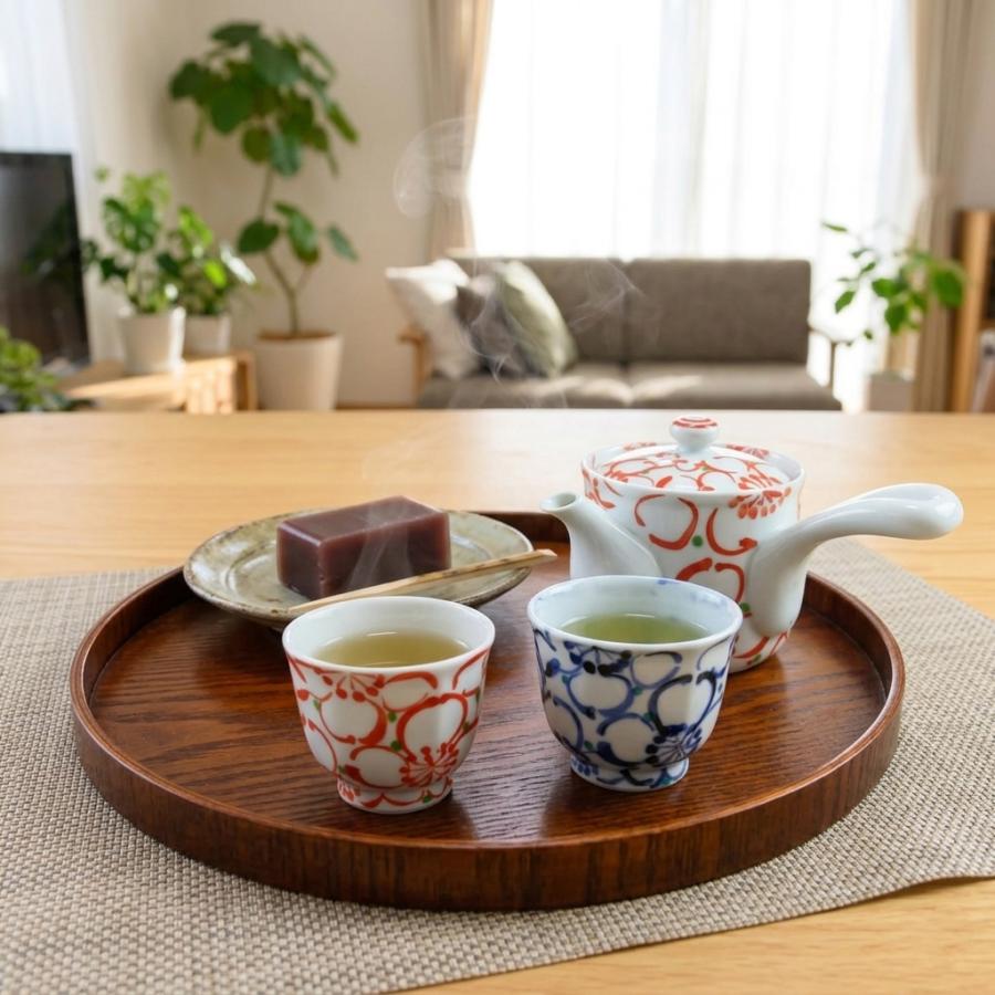 急須 有田焼 波佐見焼 大輪花急須（赤・小） 軽量 桜 花柄 小さめ 