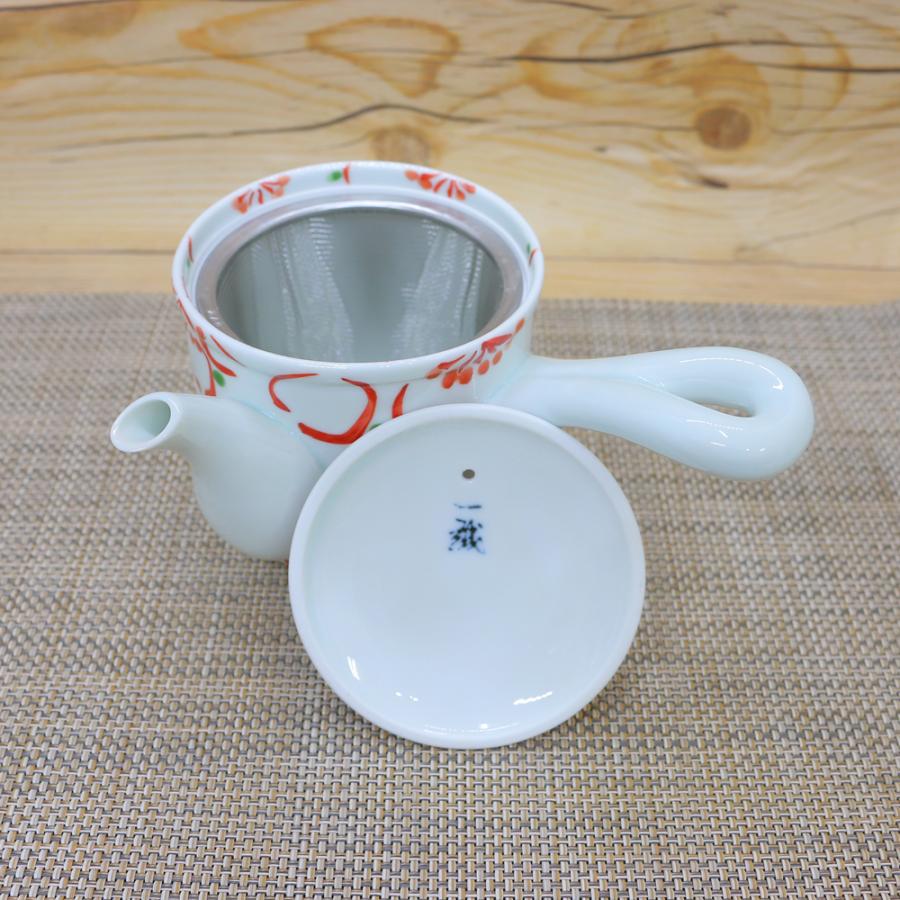 急須 有田焼 波佐見焼 大輪花急須（赤・小） 軽量 桜 花柄 小さめ