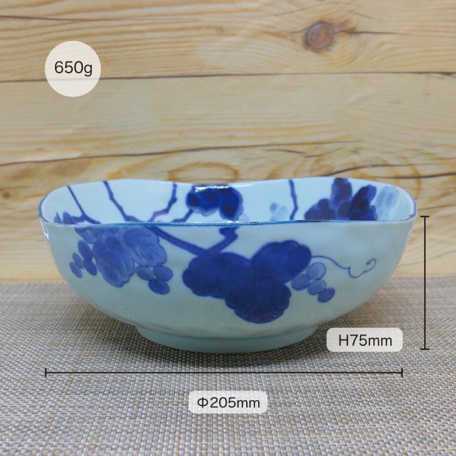 鉢 美濃焼 変形鉢 藍染ぶどう6.8鉢 大鉢 深鉢 煮物鉢 ぶどう柄 葡萄