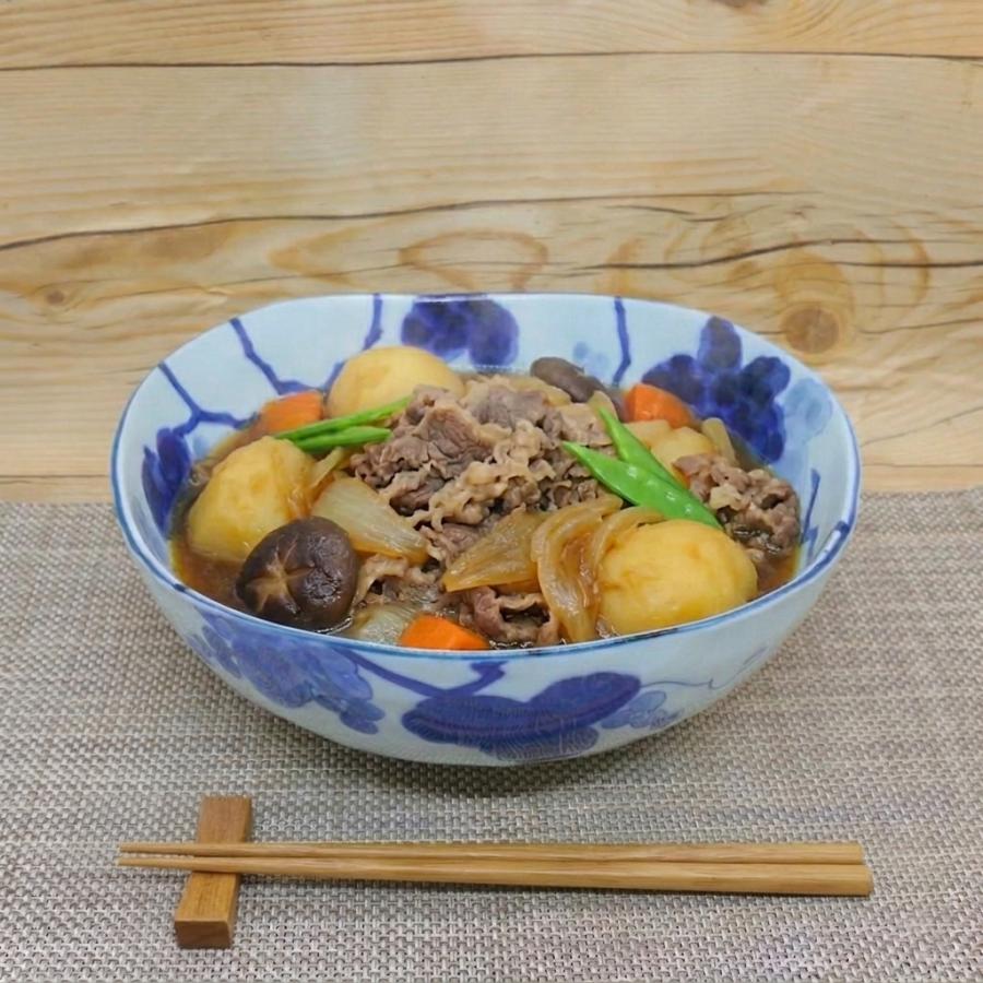鉢 美濃焼 変形鉢 藍染ぶどう6.8鉢 大鉢 深鉢 煮物鉢 ぶどう柄 葡萄