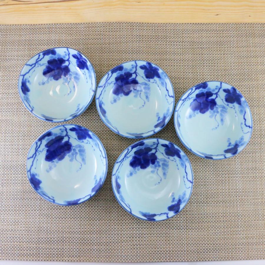 小鉢 美濃焼 変形鉢 藍染ぶどう３.５寸鉢 （５枚セット） 取皿 ボウル