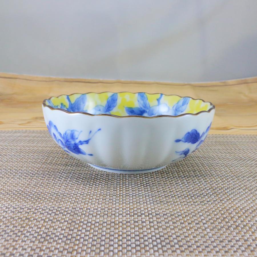 鉢 美濃焼 黄彩花紋菊型4.5寸鉢（5個セット） 花柄 取鉢 取皿