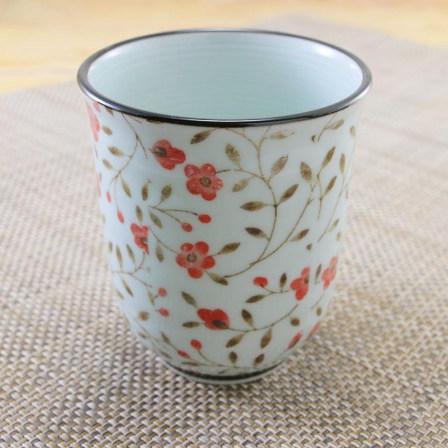 有田焼 二色花舞コップ 湯呑み 10個セット 小(赤) 64263 湯呑（湯飲み茶碗） 有田焼 夕霧湯呑（赤） 軽量 スリム 夫婦湯呑 花柄