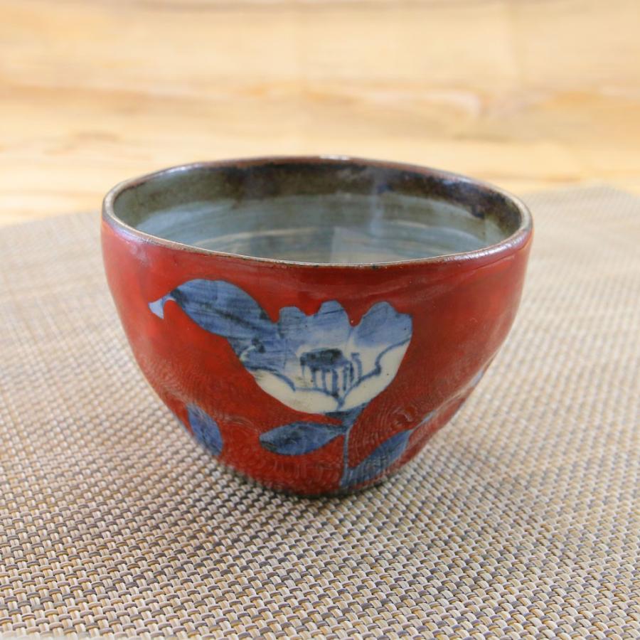 有田焼 波佐見焼 一服碗 湯呑（湯飲み茶碗） 有田焼 波佐見焼 一服碗 山茶花一服碗（赤） 夫婦