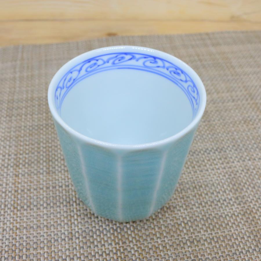 湯呑（湯飲み茶碗） 有田焼 波佐見焼 青磁掛分地紋面取り湯呑 軽量 軽い｜和食器 陶器 三階菱 : 有田焼通販 花笑み - 通販 ...