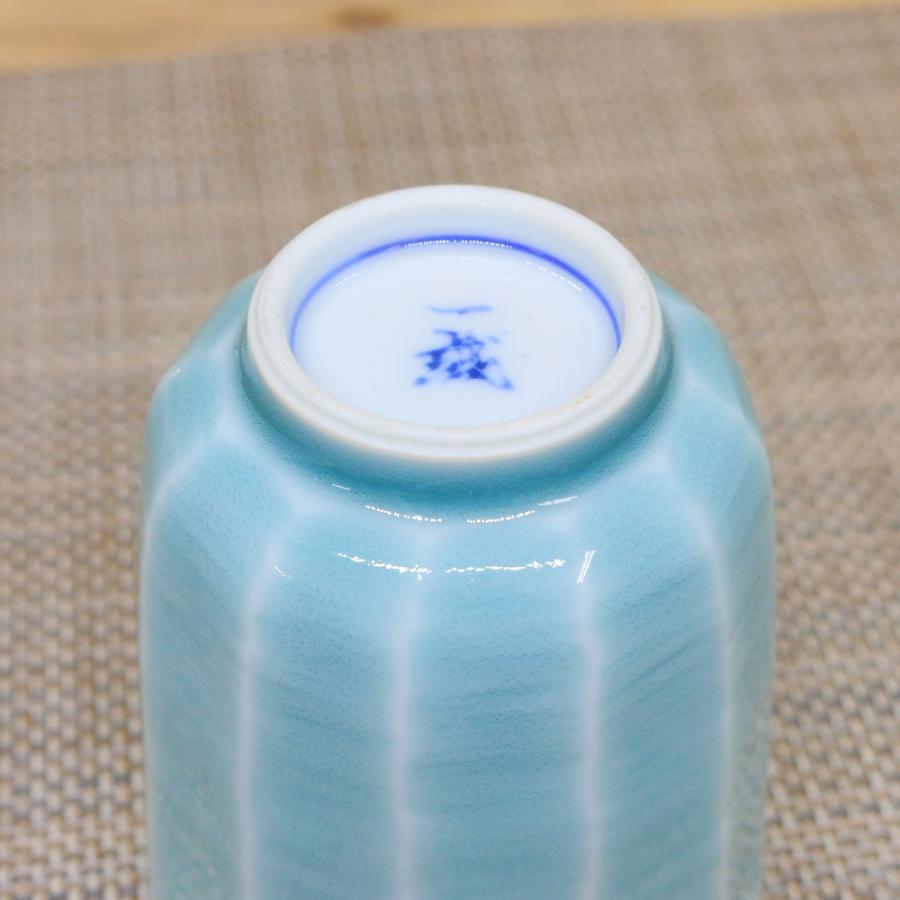 湯呑（湯飲み茶碗） 有田焼 波佐見焼 青磁掛分地紋面取り湯呑 軽量