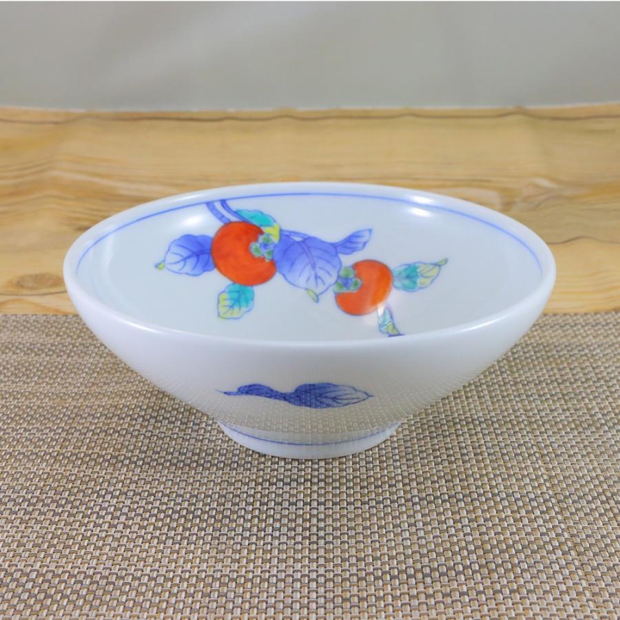 鉢 有田焼 崋山窯 丸鉢 柿軽量鉢 軽量 軽い 柿絵 赤絵 柿柄 和柄 古典