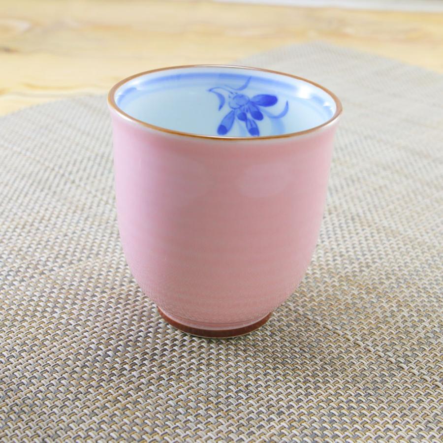 湯呑（湯飲み茶碗） 有田焼 波佐見焼 蘭の花湯呑（ピンク） 夫婦湯呑