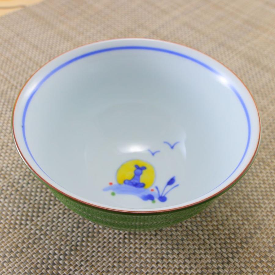 茶碗 有田焼 波佐見焼 月見うさぎ茶碗（大・緑） 兎 大きめ おしゃれ