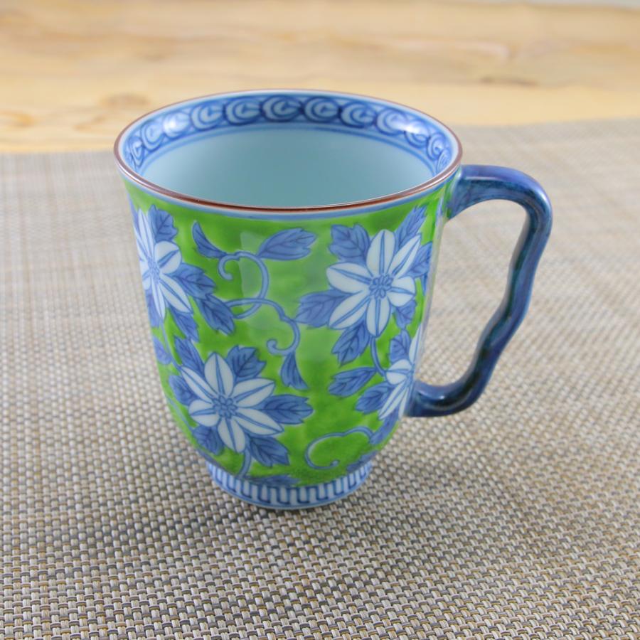 マグカップ 有田焼 波佐見焼 錦鉄仙花マグ（緑） 色違いペアあり