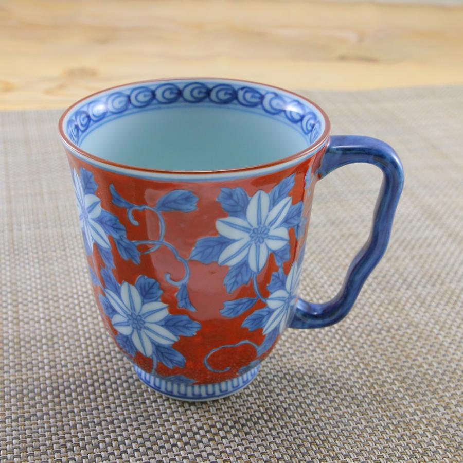 マグカップ 有田焼 波佐見焼 錦鉄仙花マグ（赤） 色違いペアあり