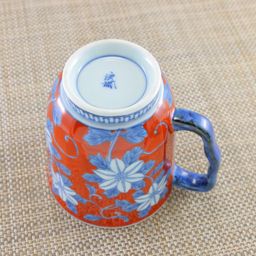 マグカップ 有田焼 波佐見焼 錦鉄仙花マグ（赤） 色違いペアあり テッセン 花柄｜和食器 陶器 三階菱