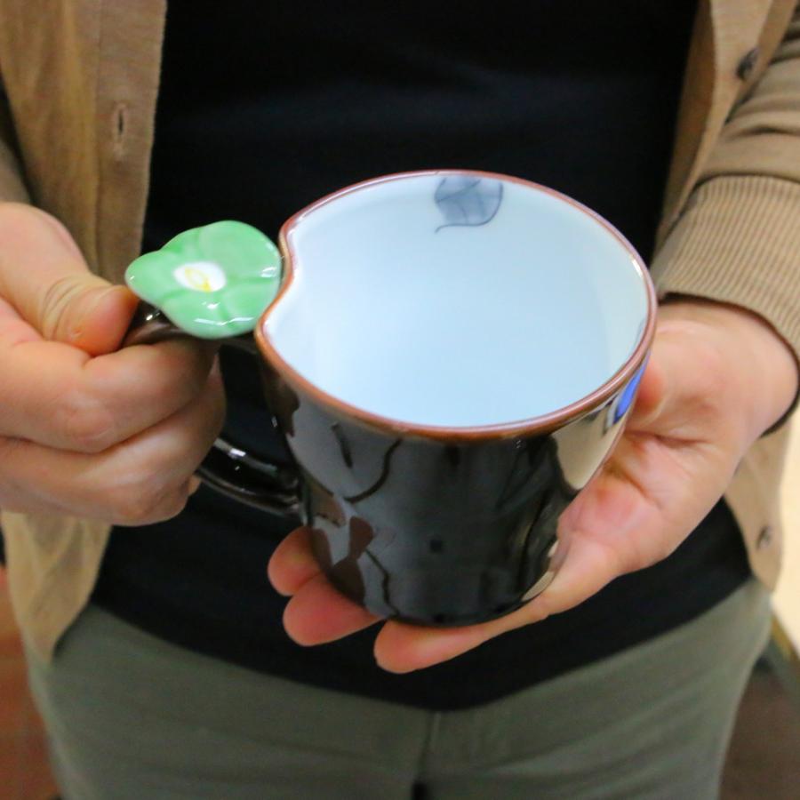マグカップ 有田焼 波佐見焼 花絵蒔マグ（緑） 色違いあり 花柄 椿