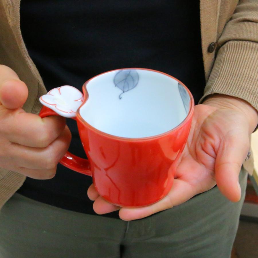 マグカップ 有田焼 波佐見焼 花絵蒔マグ（白） 色違いあり 花柄 椿