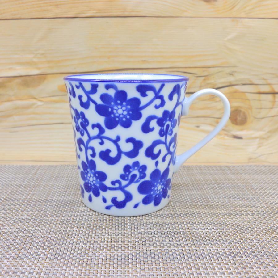 マグカップ 美濃焼 ブルーフラワー YKマグ 軽量 花柄｜和食器 陶器 三  