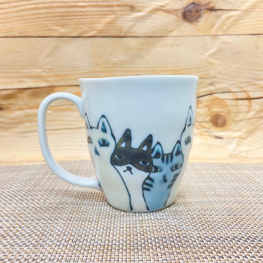 マグカップ 有田焼 波佐見焼 ネコの集会マグ（オレンジ） 猫｜和食器