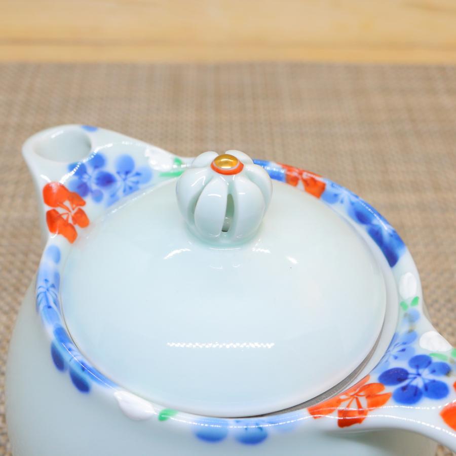 急須 有田焼 つまみ菊割花絵ポット 花柄｜和食器 陶器 三階菱 : 有田焼