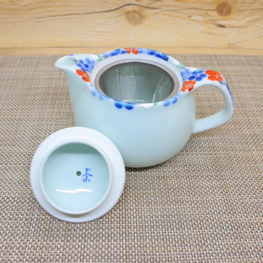 急須 有田焼 つまみ菊割花絵ポット 花柄｜和食器 陶器 三階菱
