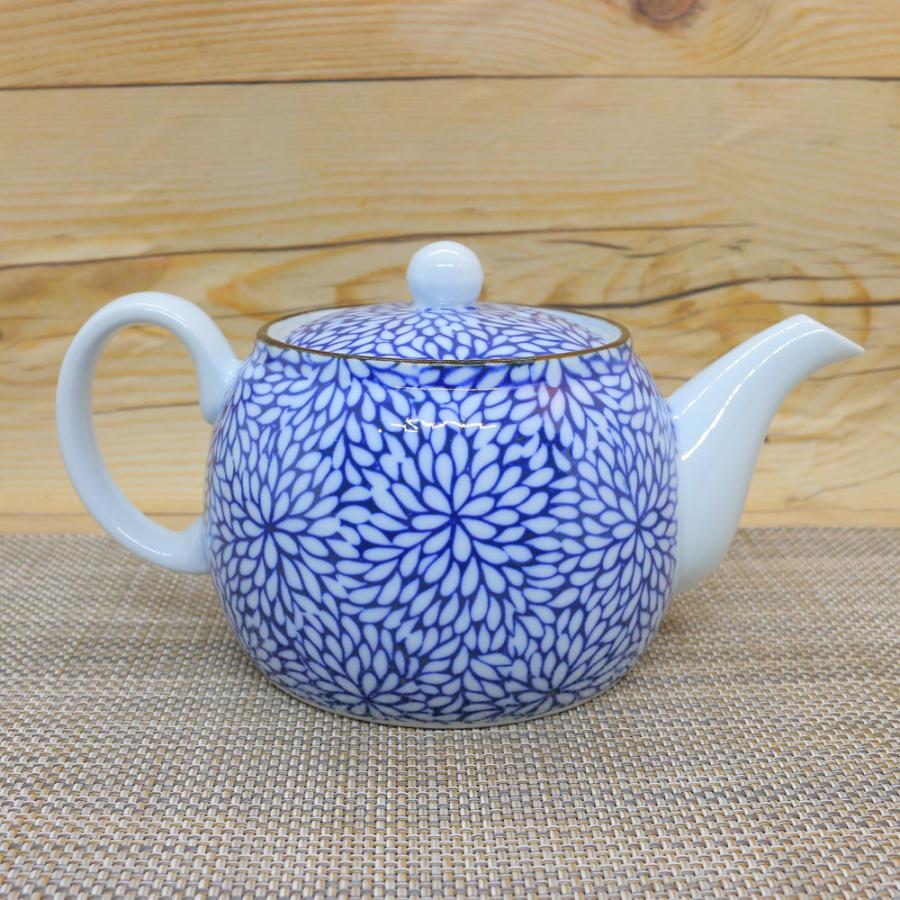 急須 有田焼 華菊青丸ポット 花柄｜和食器 陶器 三階菱 : 有田焼通販