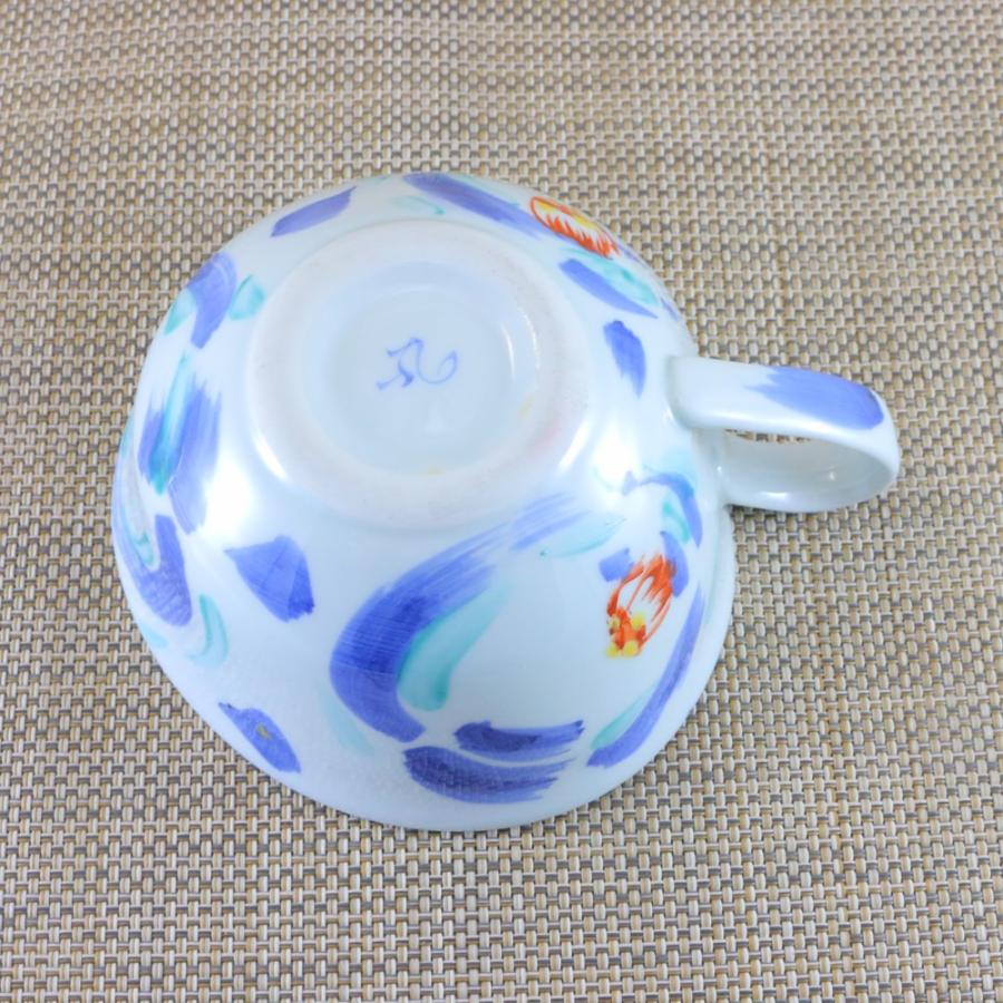 スープカップ 有田焼 山茶花スープカップ 青 花柄 サザンカ 大きめ｜和