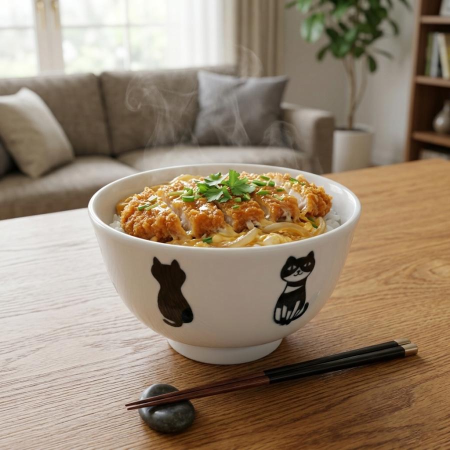 丼（どんぶり） 美濃焼 モノクロ猫丼（小） 小さめサイズ 軽量 軽い