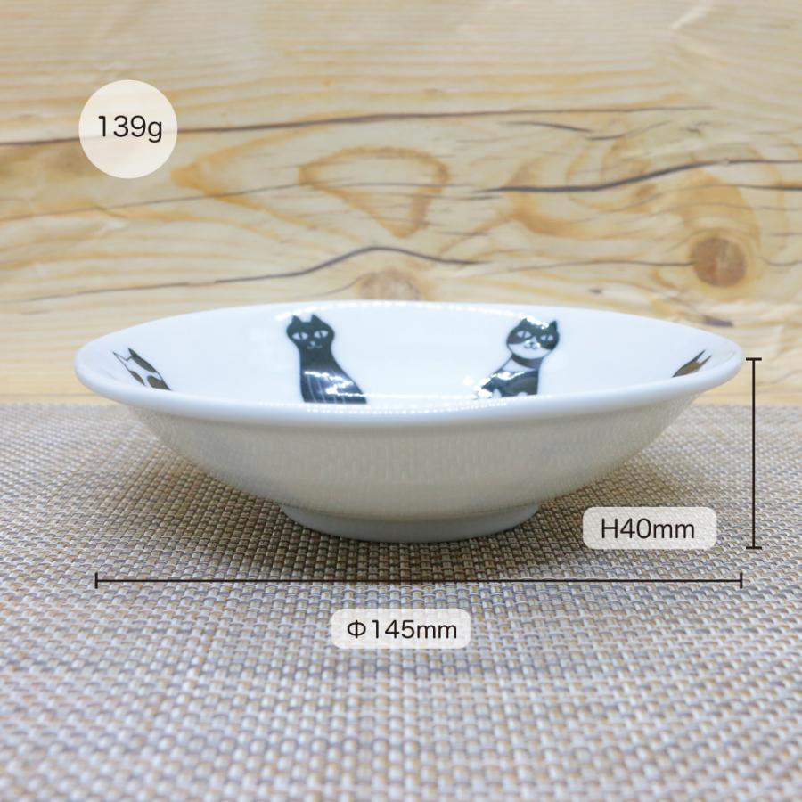 小鉢 美濃焼 丸鉢 モノクロ猫4寸浅鉢 （5枚セット） 取皿