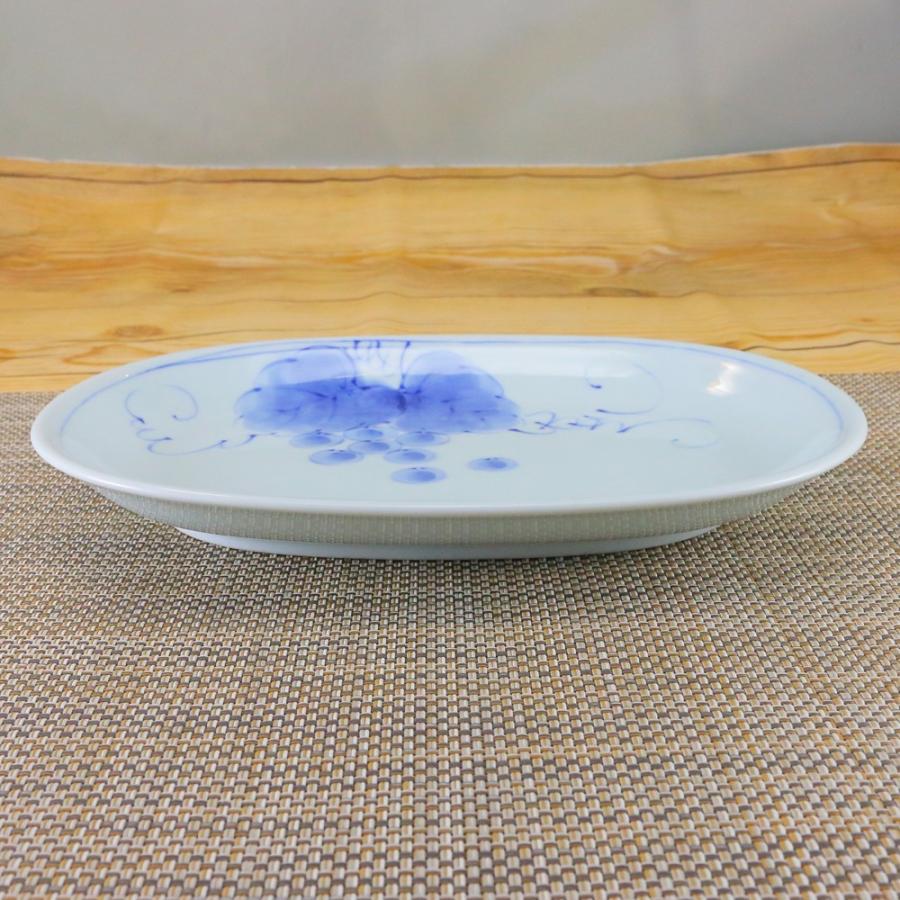 焼き物皿 有田焼 波佐見焼 ぶどう楕円皿（大/小）葡萄 ぶどう 柄 魚 串