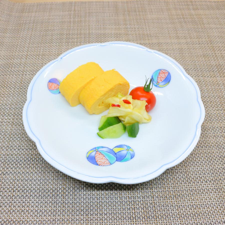 平皿 有田焼 変形皿 風船多用6寸皿 花型 手毬柄 色鍋島 中皿 取皿｜和