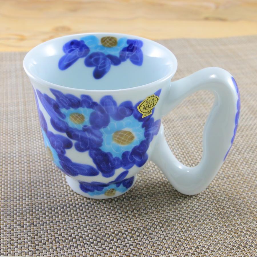 青色花模様陶器杯 12個セット蓋付き有田焼