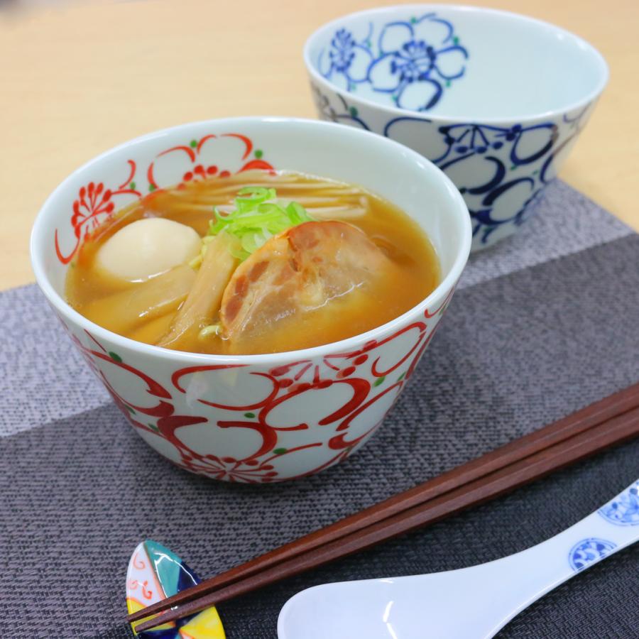 丼（どんぶり） 有田焼 波佐見焼 大輪花丼（赤） 軽量 色違いあり 桜