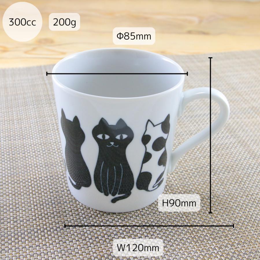 猫の陶器製 マグカップ マグカップ 美濃焼 モノクロ猫マグ 軽量 猫 動物｜和食器 陶器 三階菱