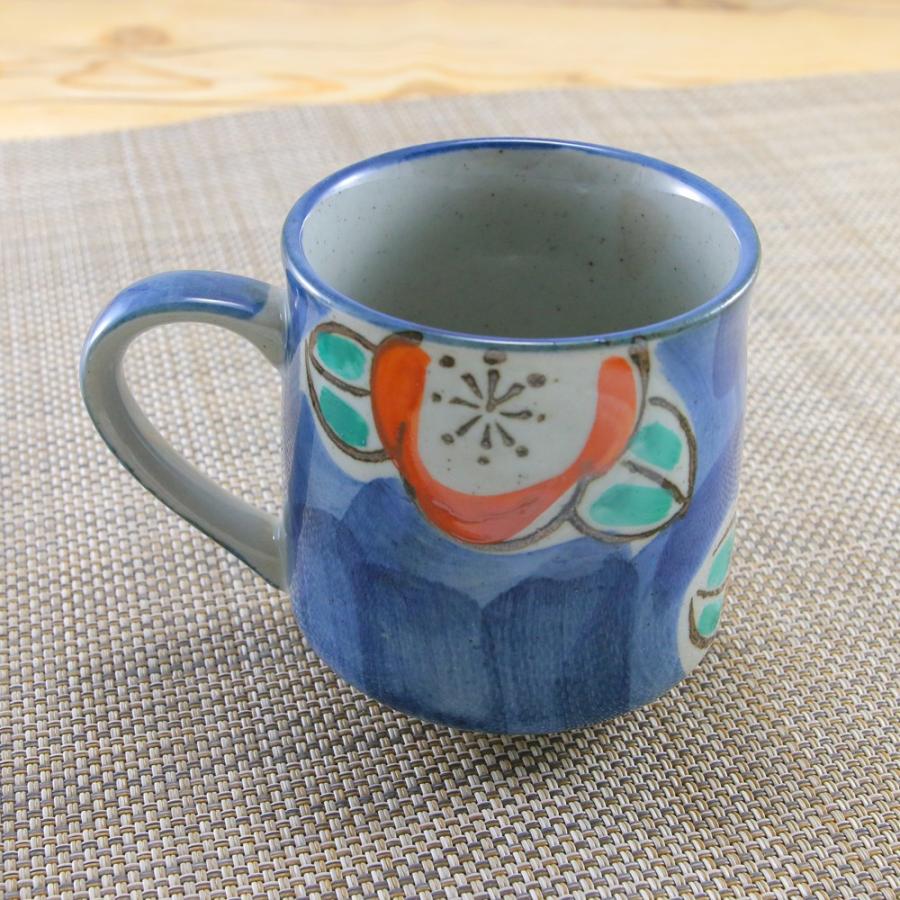 マグカップ 美濃焼 錦どっしりマグ（椿） 花柄 土物 安定感のある形